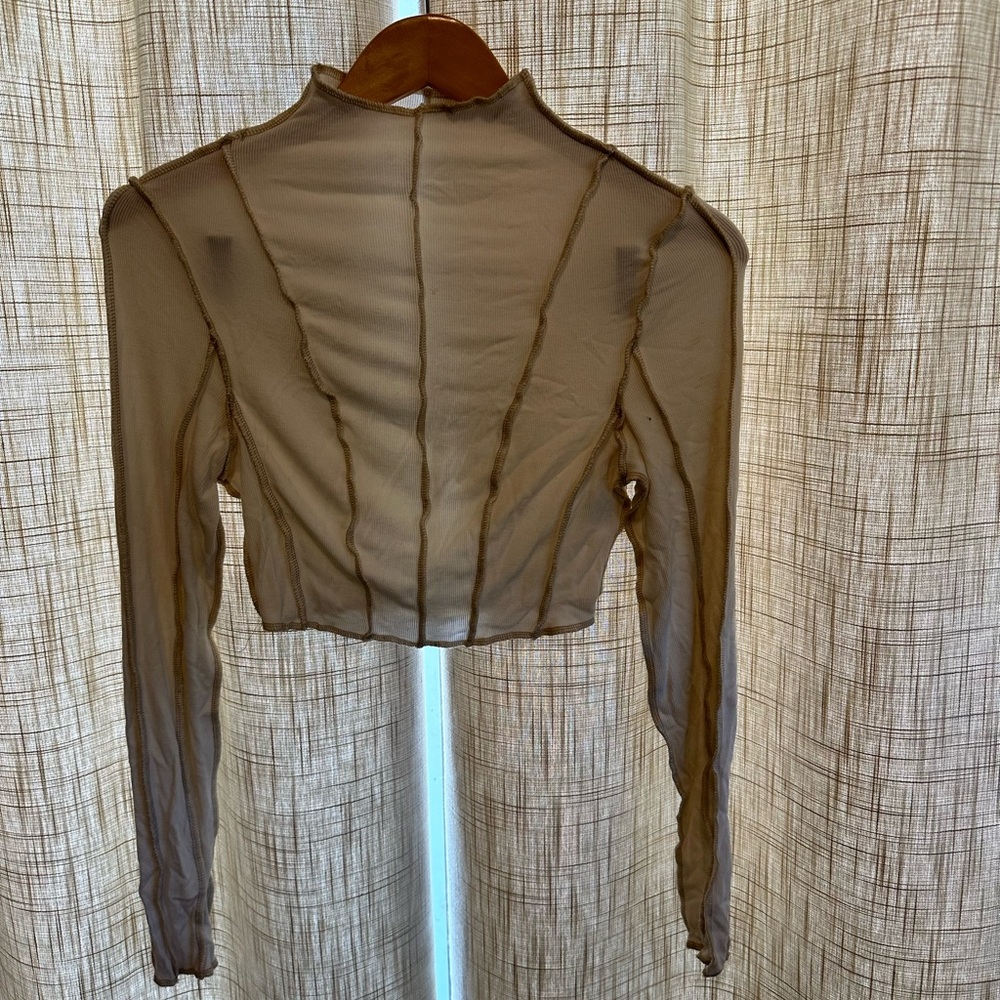 Cropped cream mock neck long sleeve from 12th Tribe